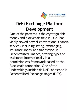 DeFi Exchange Platform Development