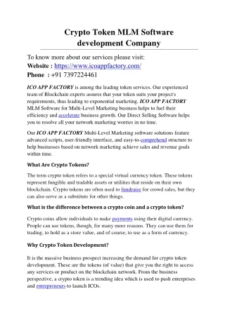 crypto token mlm software development company
