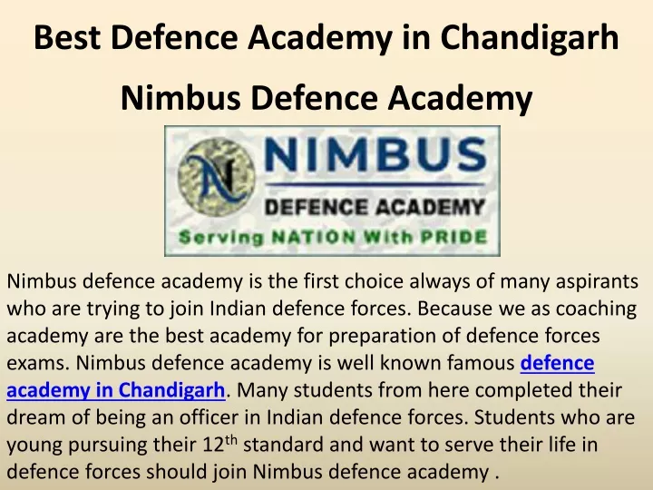 best d efence academy in c handigarh