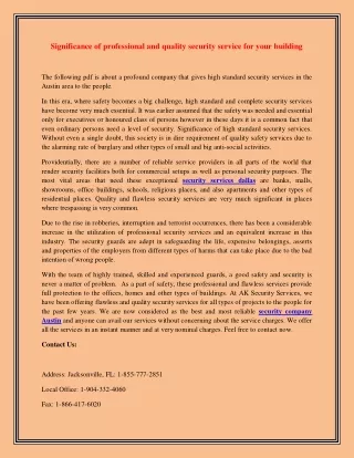 significance of professional and quality security