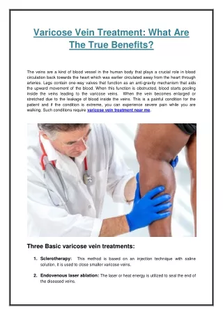 Varicose Vein Treatment What Are The True Benefits