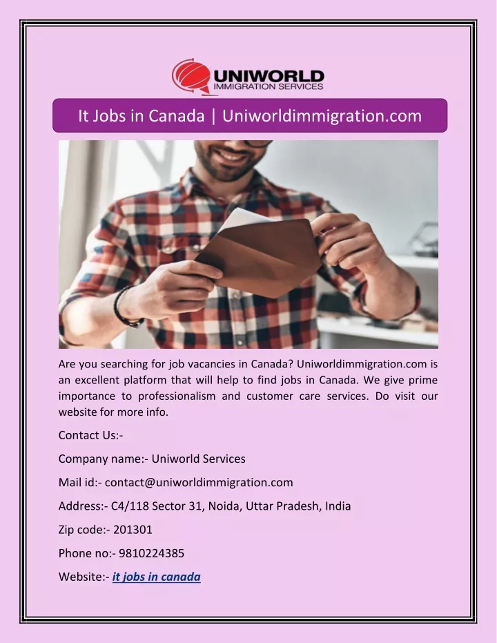 it jobs in canada uniworldimmigration com