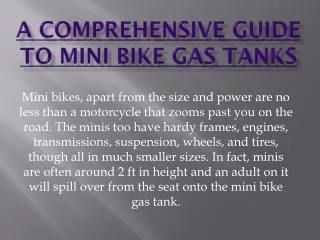 A Comprehensive Guide to Mini Bike Gas Tanks