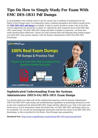 DES-1B31 PDF Dumps To Take care of Preparation Problems