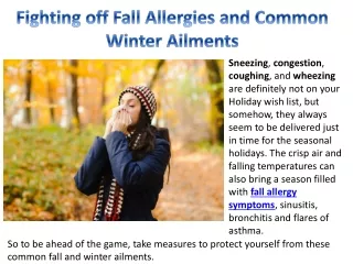 Fighting off Fall Allergies and Common Winter Ailments