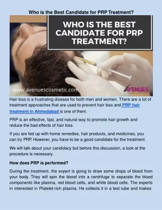 Who are the Best Candidate for PRP Treatment.
