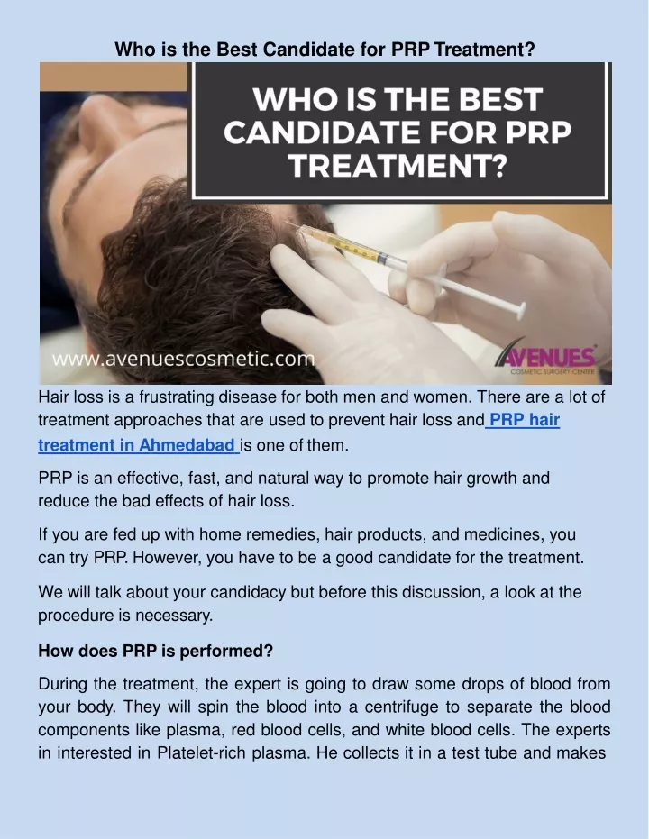 who is the best candidate for prp treatment