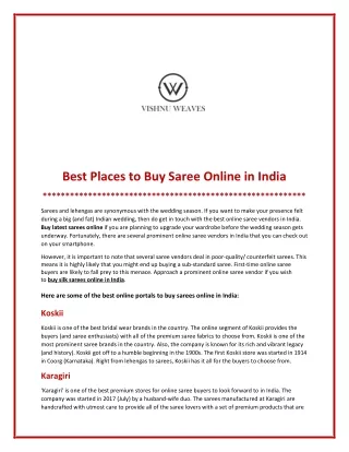 Best Site to Buy Sarees Online in India