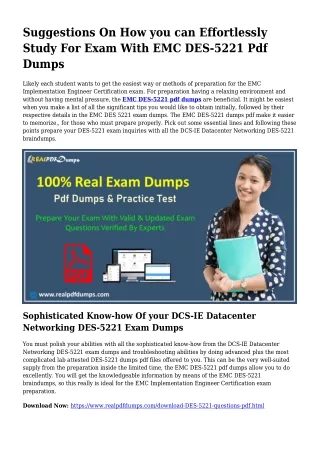 DES-5221 PDF Dumps To Resolve Preparation Issues