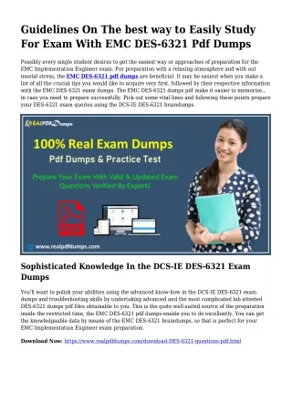 DES-6321 PDF Dumps To Solve Preparation Challenges
