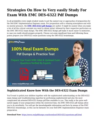 Sustainable DES-6322 Dumps Pdf For Remarkable Outcome