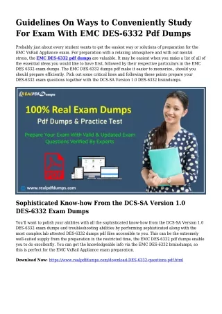 Practical Your Preparation By means of DES-6332 Pdf Dumps