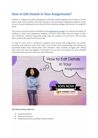 how to edit details in your assignments