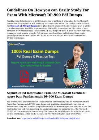 Viable Your Preparing By way of DP-900 Pdf Dumps