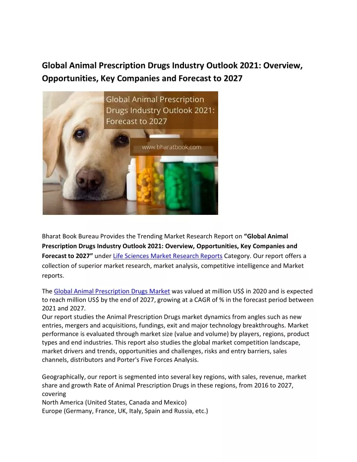 global animal prescription drugs industry outlook