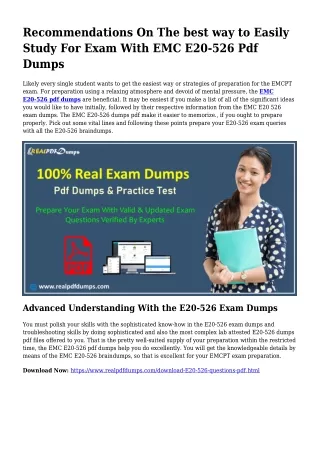 Worthwhile Preparation Because of the Support Of E20-526 Dumps Pdf
