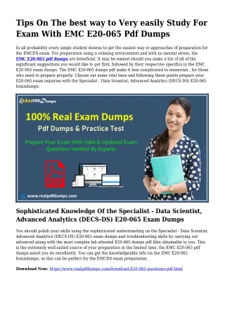 E20-065 PDF Dumps To Solve Preparing Difficulties
