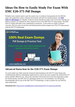 E20-375 Pdf Dumps The Reasonable Preparing Source