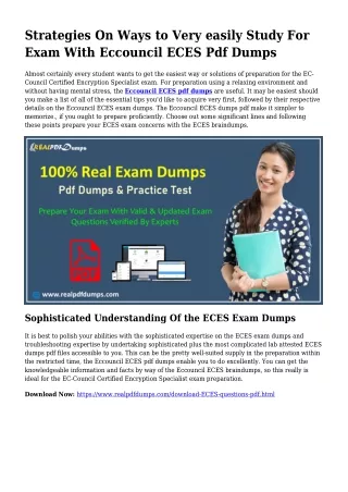 ECES PDF Dumps To Take care of Planning Problems