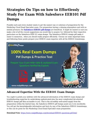 Polish Your Competencies With all the Assistance Of EEB101 Pdf Dumps