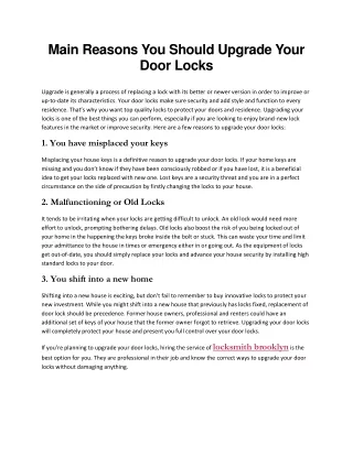 main reasons you should upgrade your door locks
