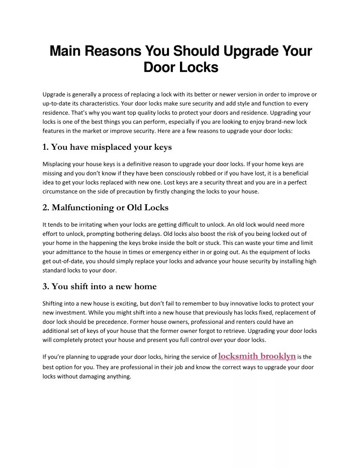main reasons you should upgrade your door locks