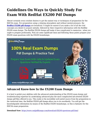 Sustainable EX200 Dumps Pdf For Remarkable Result