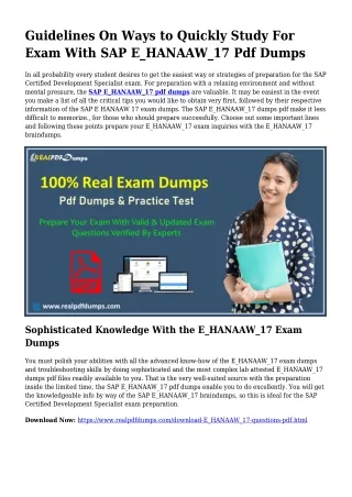 Polish Your Expertise While using the Enable Of E_HANAAW_17 Pdf Dumps