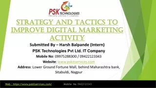 strategy and tactics to improve digital marketing activity submitted by harsh balpande intern