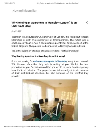 Why Renting an Apartment in Wembley (London) is an Uber-Cool Idea