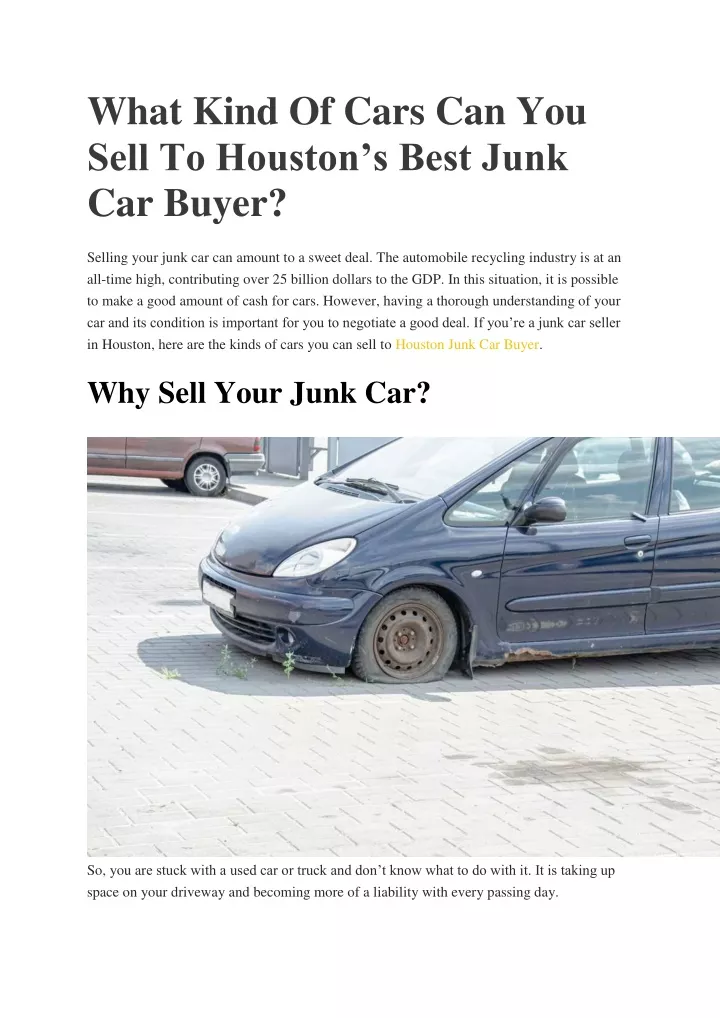 what kind of cars can you sell to houston s best