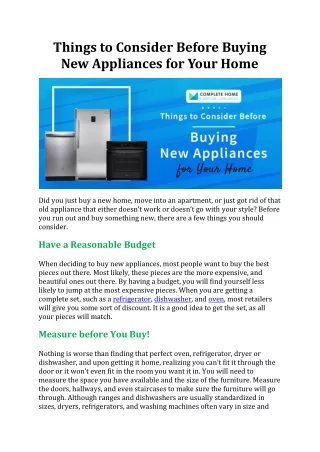 Things to Consider Before Buying New Appliances for Your Home