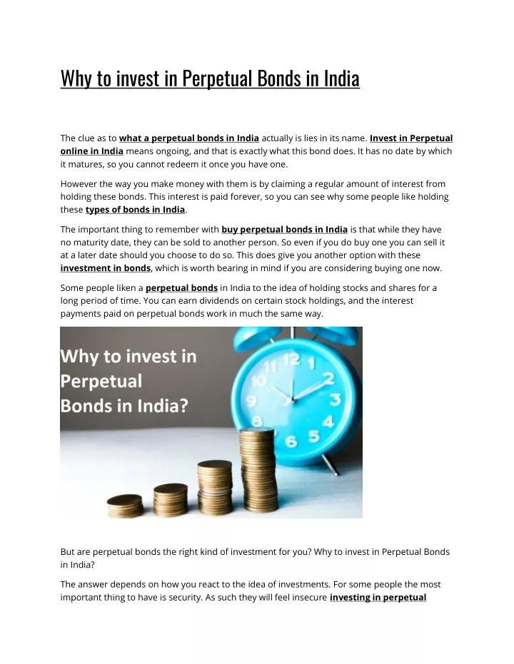 why to invest in perpetual bonds in india