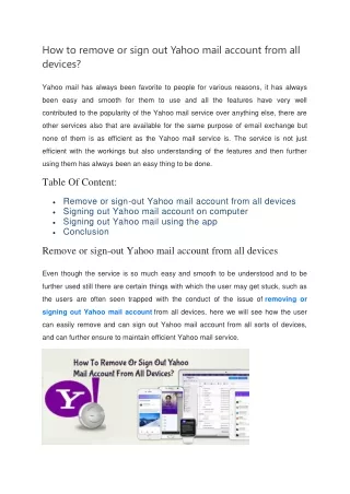 How to remove or sign out Yahoo mail account from all devices?