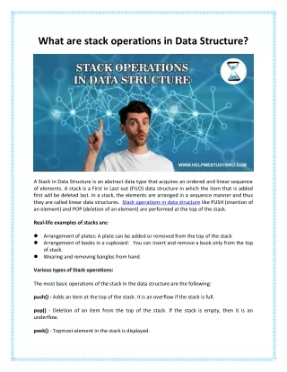 What are stack operations in Data Structure