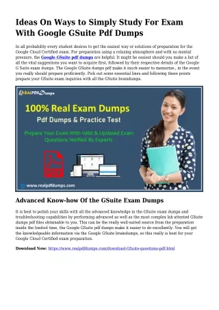 Polish Your Abilities While using the Help Of GSuite Pdf Dumps