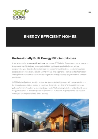 Energy efficient homes