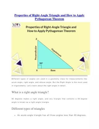 properties of right angle triangle