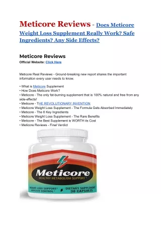 Meticore Reviews - Does Meticore Weight Loss Supplement Really Work?