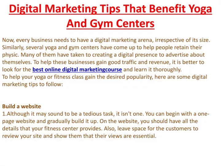 digital marketing tips that benefit yoga