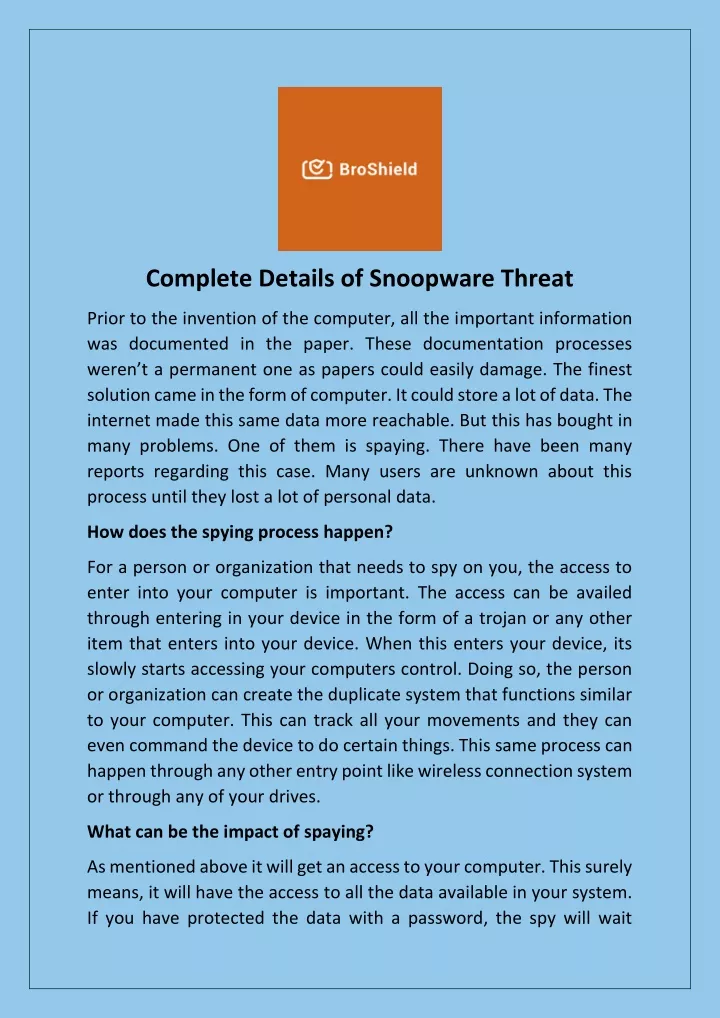 complete details of snoopware threat