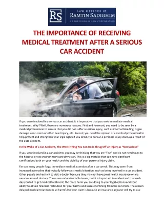 THE IMPORTANCE OF RECEIVING MEDICAL TREATMENT AFTER A SERIOUS CAR ACCIDENT