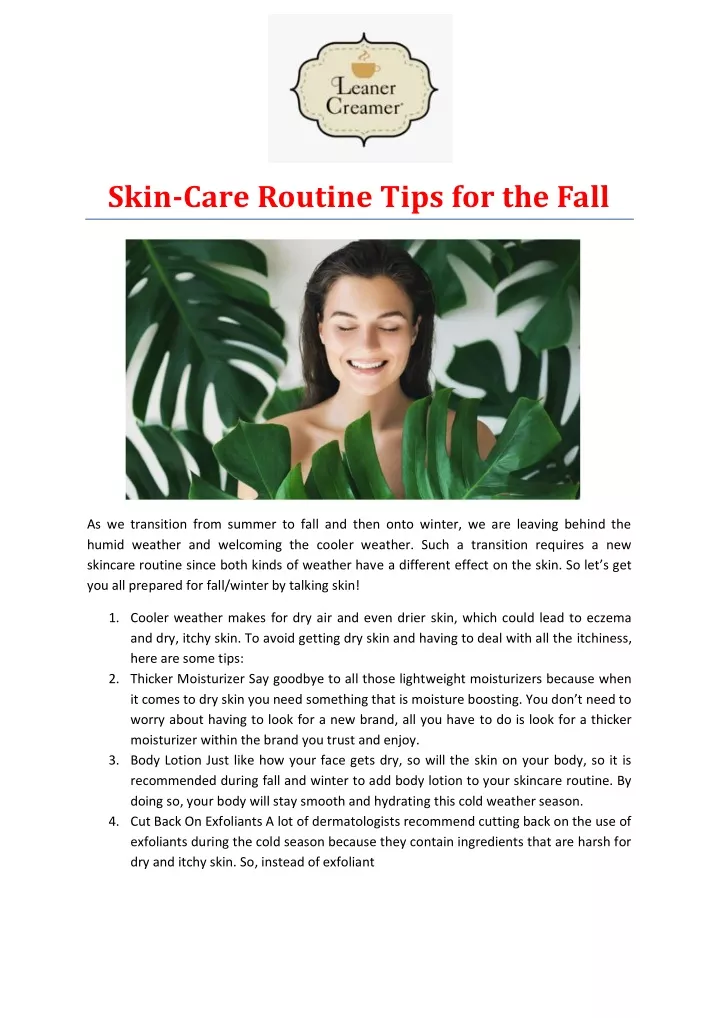 skin care routine tips for the fall