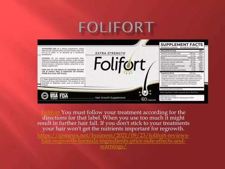 folifort you must follow your treatment according