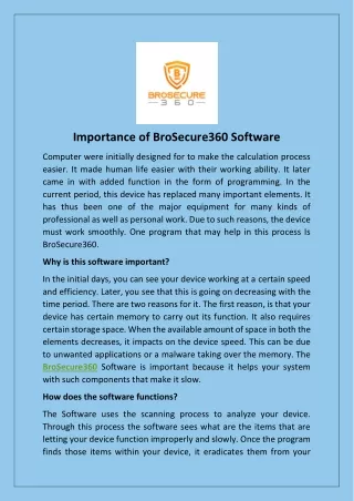 Importance of BroSecure360 Software
