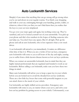 auto locksmith services