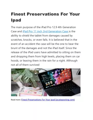finest preservations for your ipad