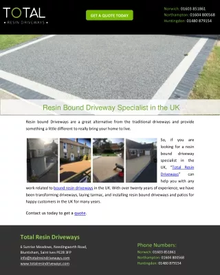 Resin Bound Driveway Specialist in the UK