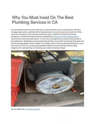 why you must insist on the best plumbing services