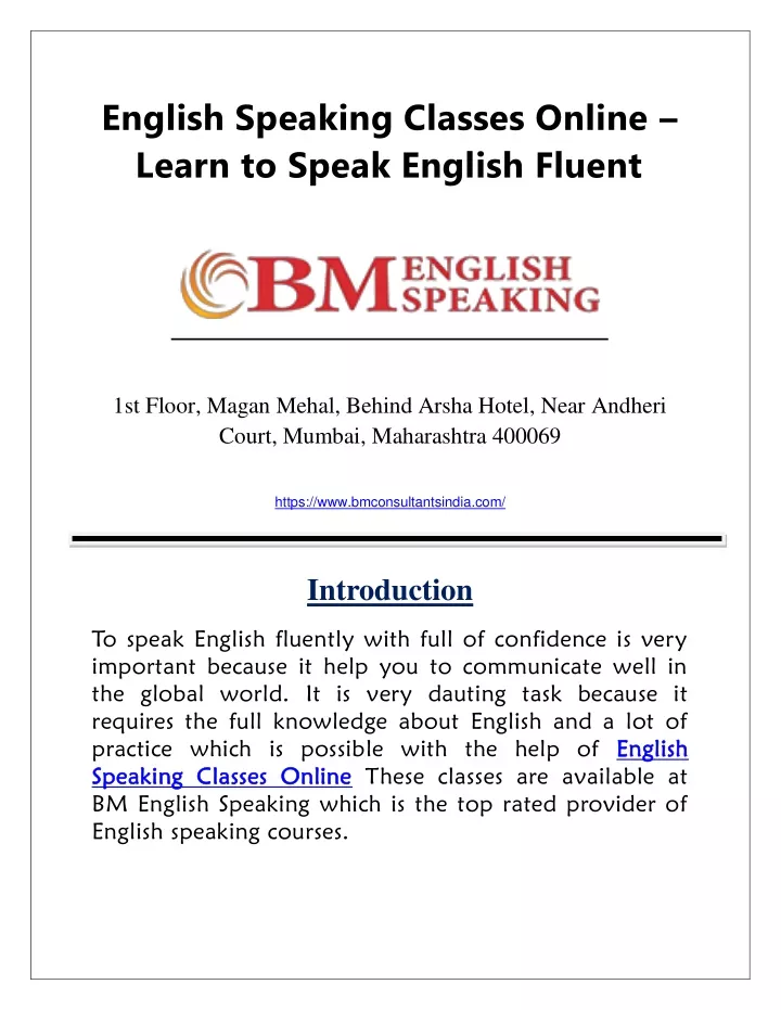 english speaking classes online learn to speak